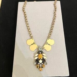 J. Crew Gold Tone Multicolor Earth Tones Rhinestone Pendant Necklace